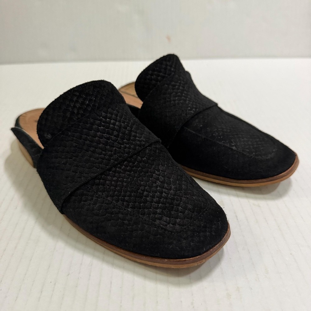 Free People At Ease Slide Shoes Womens Size 6 36 Black Suede Square Toe Mules